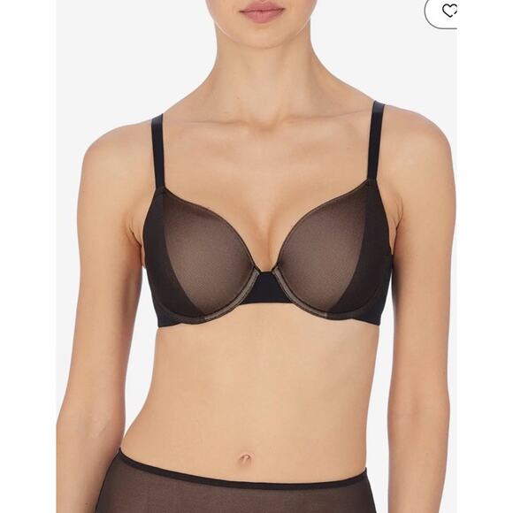 Natori Bra 32D Black Cafe T-Shirt Side Effect Underwire Contour 731311 $72 NWT - Picture 1 of 7
